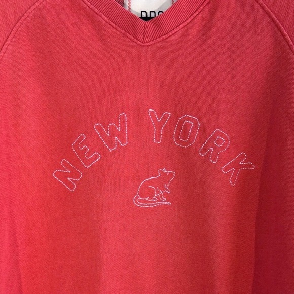 BDG Tops - BDG Urban Outfitters Red New York Rat Graphic Short Sleeve Sweatshirt Streetwear
